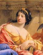 Simon Vouet Detalhe da musa Calliope no quadro The Muses Urania and Calliope oil painting reproduction